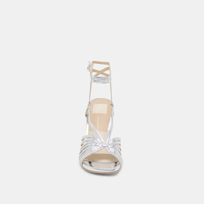 Nivana Silver Distressed Leather Heels | Dolce Vita