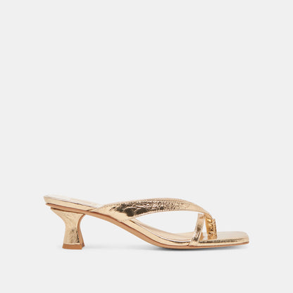 BREVEL HEELS GOLD DISTRESSED LEATHER | Dolce Vita