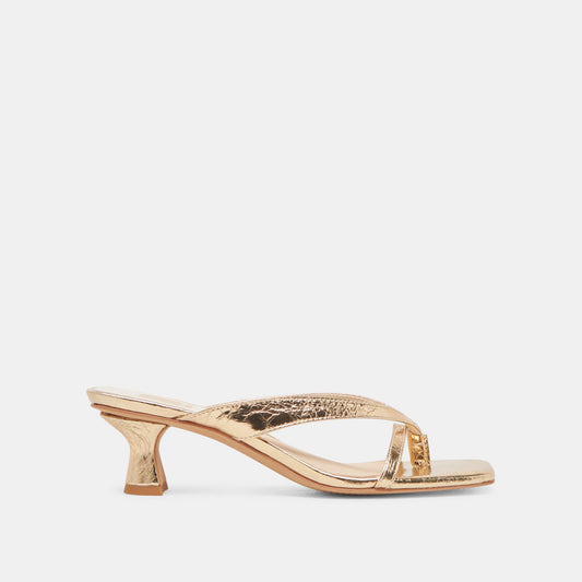 BREVEL HEELS GOLD DISTRESSED LEATHER | Dolce Vita