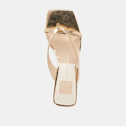 BREVEL HEELS GOLD DISTRESSED LEATHER | Dolce Vita
