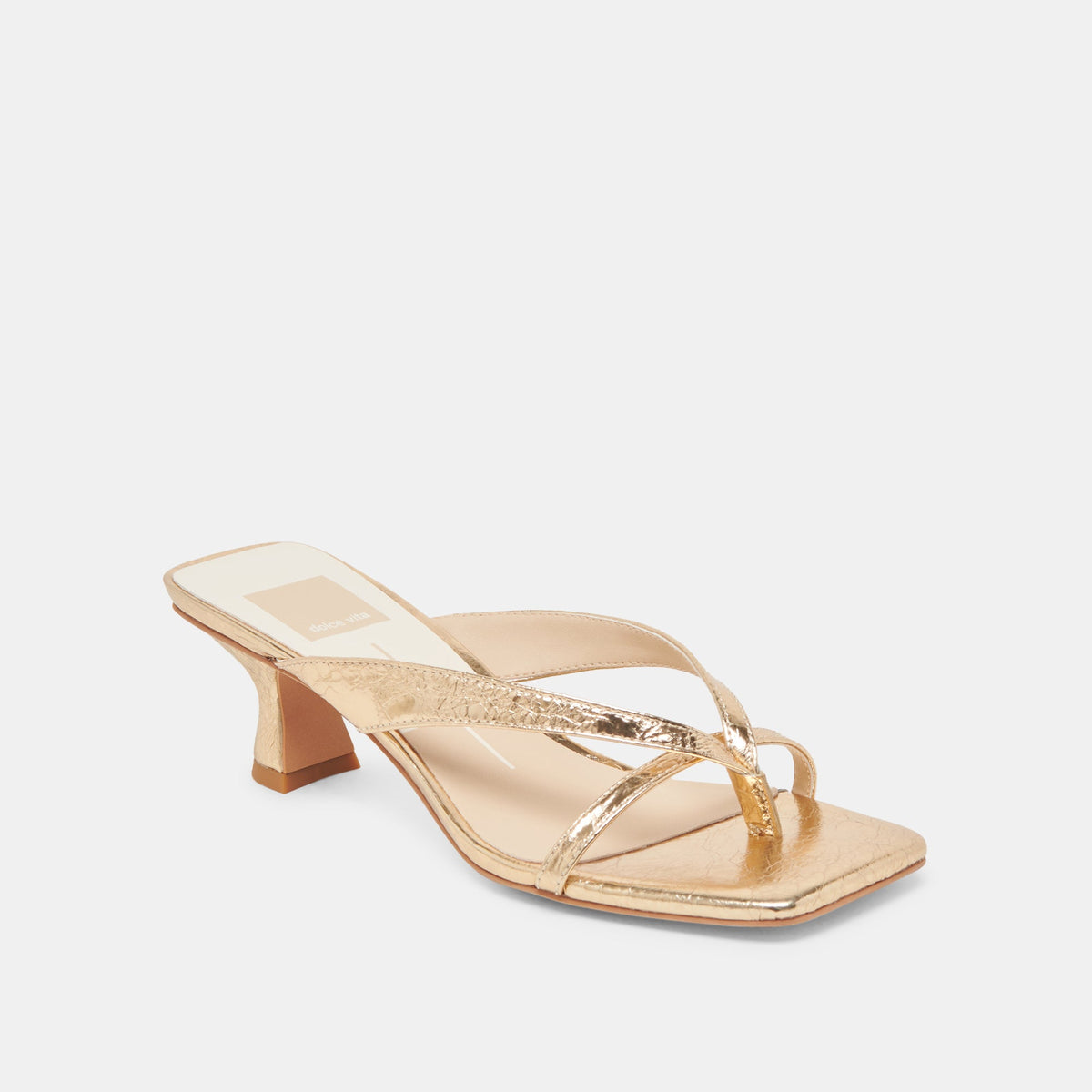 BREVEL HEELS GOLD DISTRESSED LEATHER | Dolce Vita