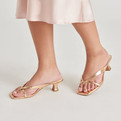 BREVEL HEELS GOLD DISTRESSED LEATHER | Dolce Vita