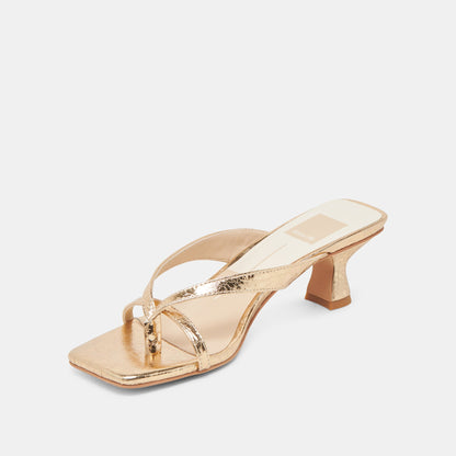BREVEL HEELS GOLD DISTRESSED LEATHER | Dolce Vita