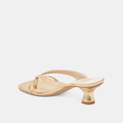 BREVEL HEELS GOLD DISTRESSED LEATHER | Dolce Vita