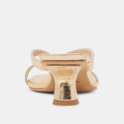 BREVEL HEELS GOLD DISTRESSED LEATHER | Dolce Vita