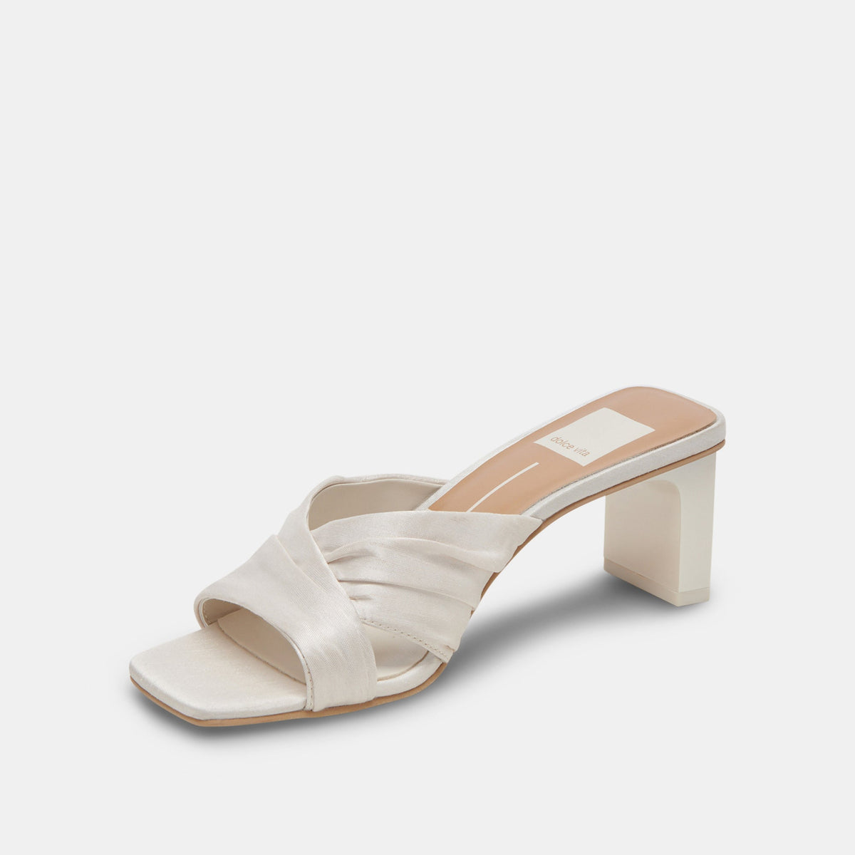 CARLAN HEELS OFF WHITE SILK | Dolce Vita