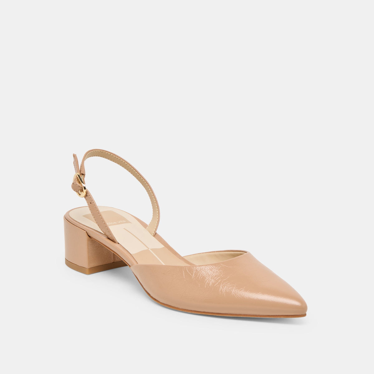 Carel Lt Tan Crinkle Patent Leather Heels | Dolce Vita