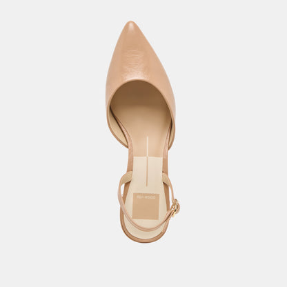 Carel Lt Tan Crinkle Patent Leather Heels | Dolce Vita