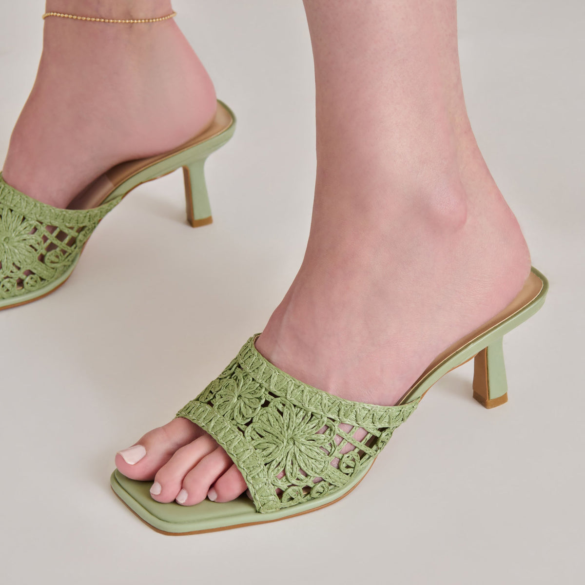 MAYLAH HEELS SAGE MACRAME | Dolce Vita
