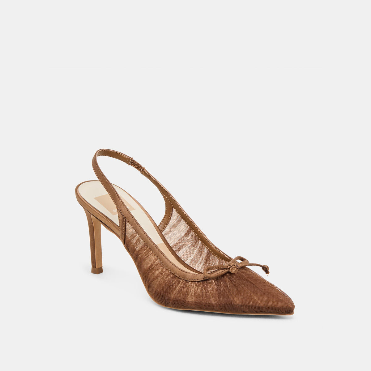 Yela Mid Brown Tulle Heels | Dolce Vita