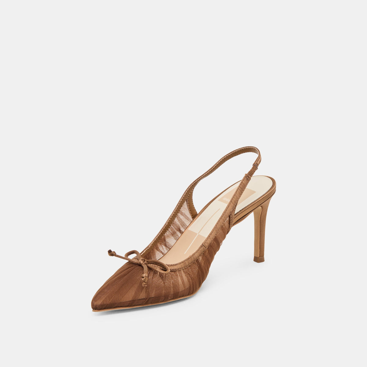 Yela Mid Brown Tulle Heels | Dolce Vita