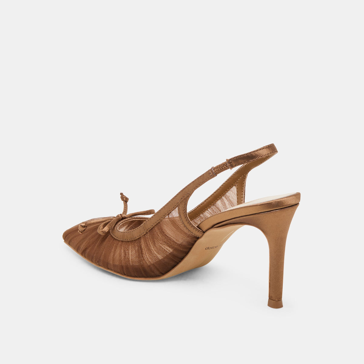 Yela Mid Brown Tulle Heels | Dolce Vita