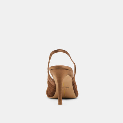 Yela Mid Brown Tulle Heels | Dolce Vita