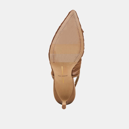 Yela Mid Brown Tulle Heels | Dolce Vita