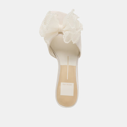 NARITA PEARL HEELS OFF WHITE SATIN | Dolce Vita