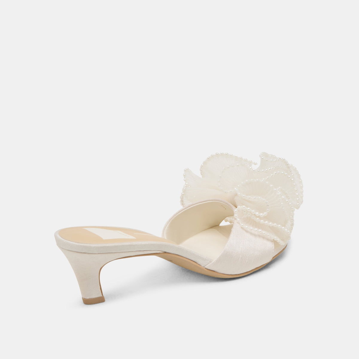 NARITA PEARL HEELS OFF WHITE SATIN | Dolce Vita