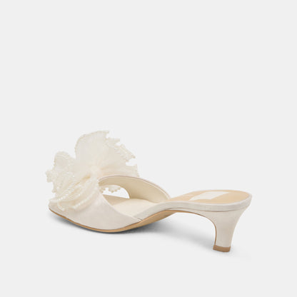NARITA PEARL HEELS OFF WHITE SATIN | Dolce Vita