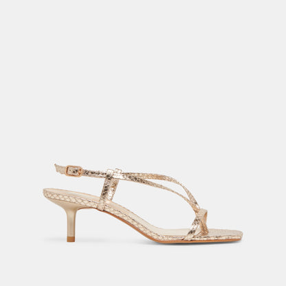 LAURY HEELS CHAMPAGNE EMBOSSED LEATHER | Dolce Vita