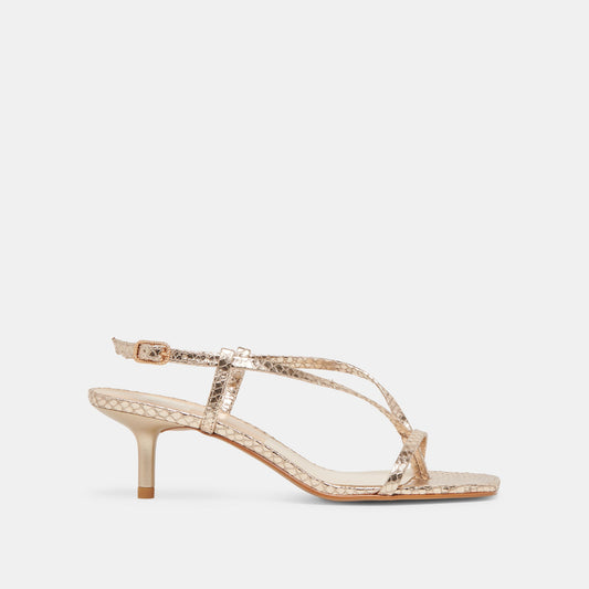 LAURY HEELS CHAMPAGNE EMBOSSED LEATHER | Dolce Vita
