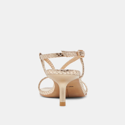 LAURY HEELS CHAMPAGNE EMBOSSED LEATHER | Dolce Vita