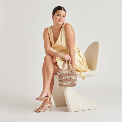 LAURY HEELS CHAMPAGNE EMBOSSED LEATHER | Dolce Vita