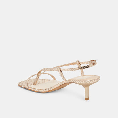 LAURY HEELS CHAMPAGNE EMBOSSED LEATHER | Dolce Vita