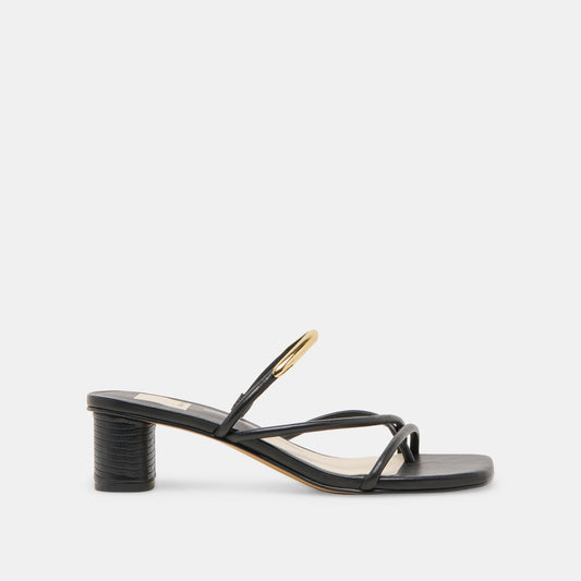 NAIRA HEELS BLACK LEATHER | Dolce Vita