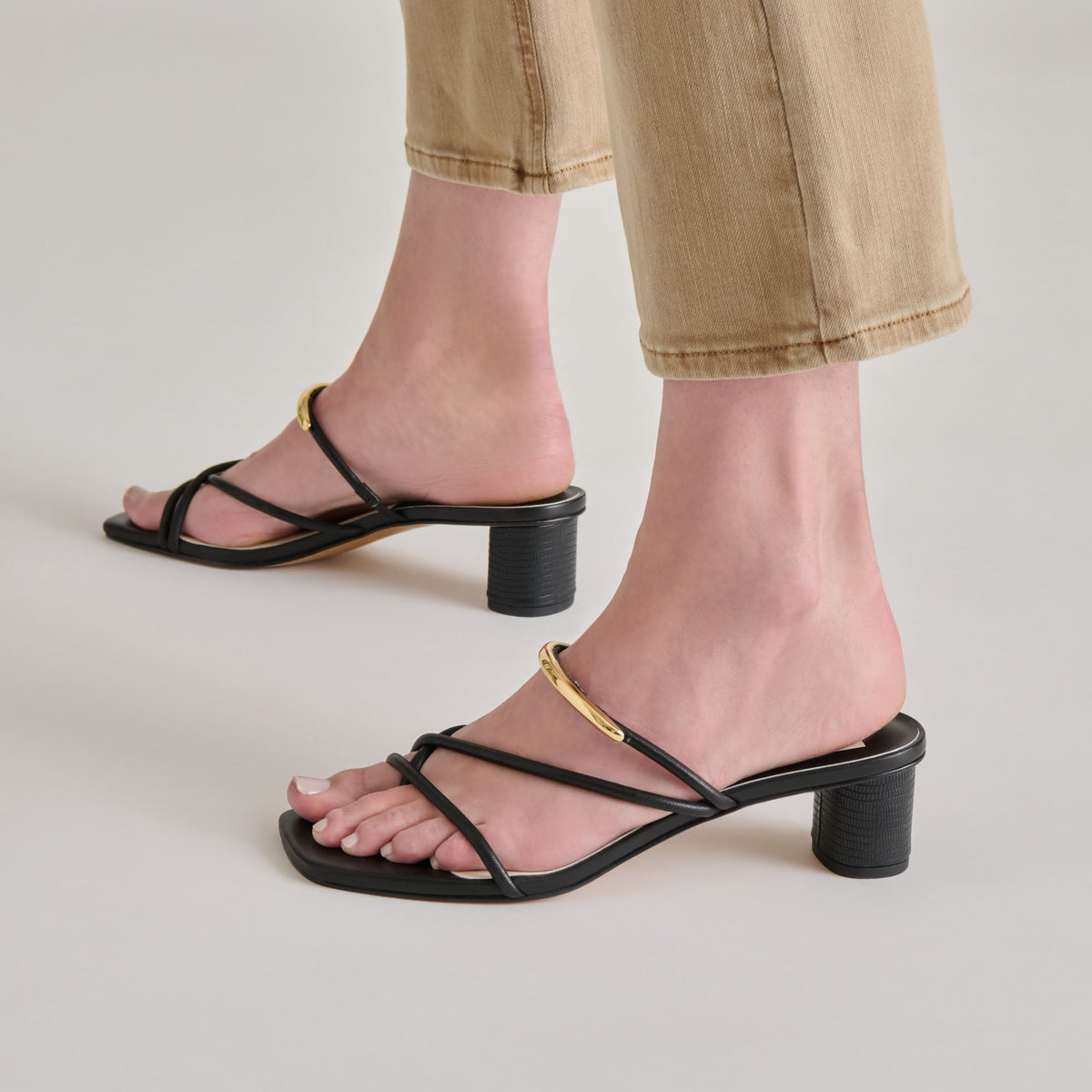 NAIRA HEELS BLACK LEATHER | Dolce Vita