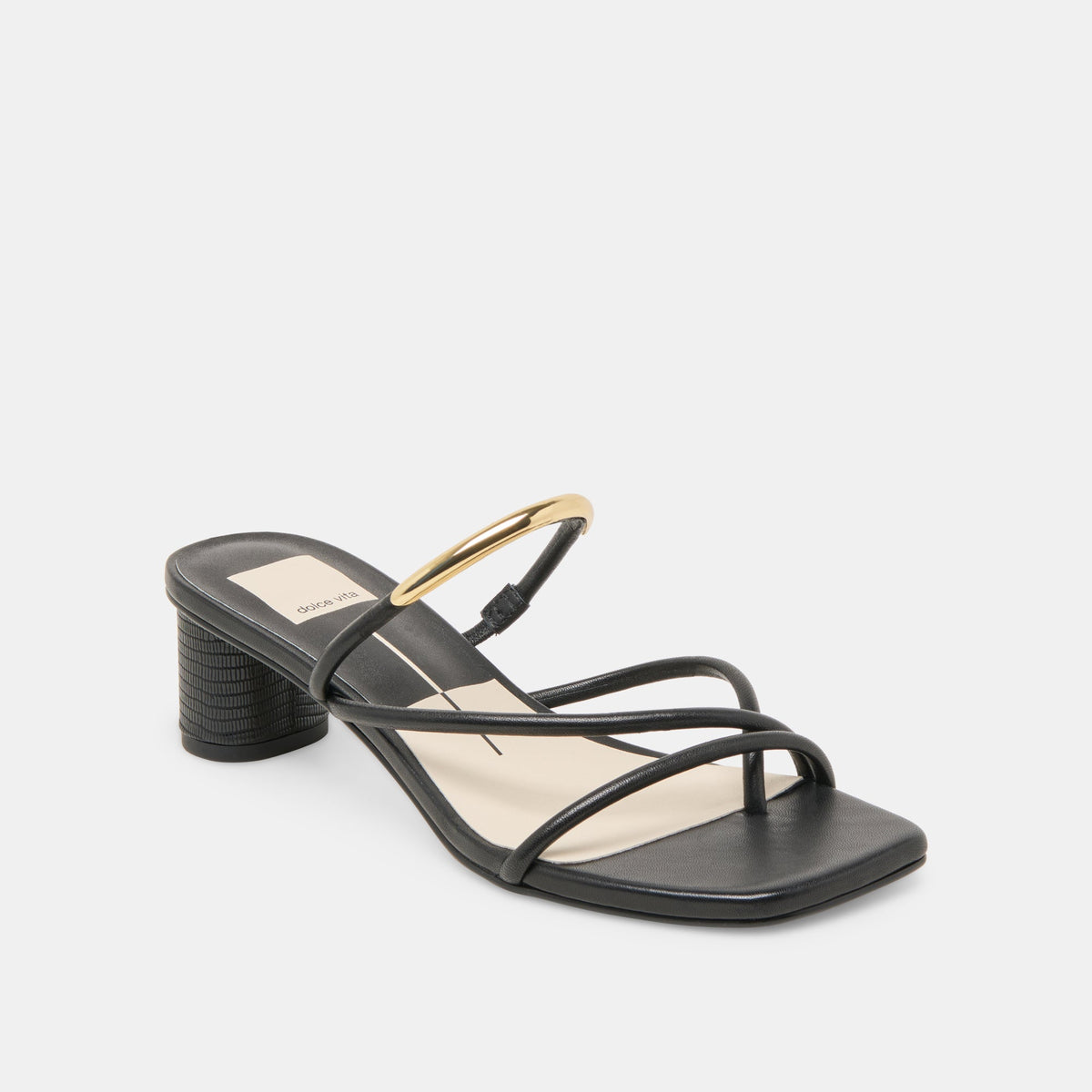 NAIRA HEELS BLACK LEATHER | Dolce Vita