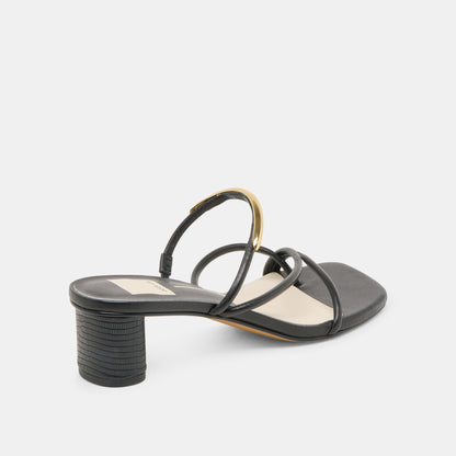 NAIRA HEELS BLACK LEATHER | Dolce Vita