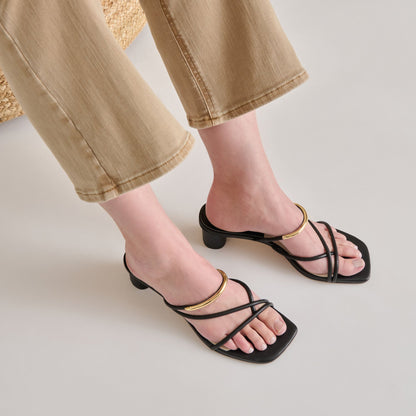 NAIRA HEELS BLACK LEATHER | Dolce Vita