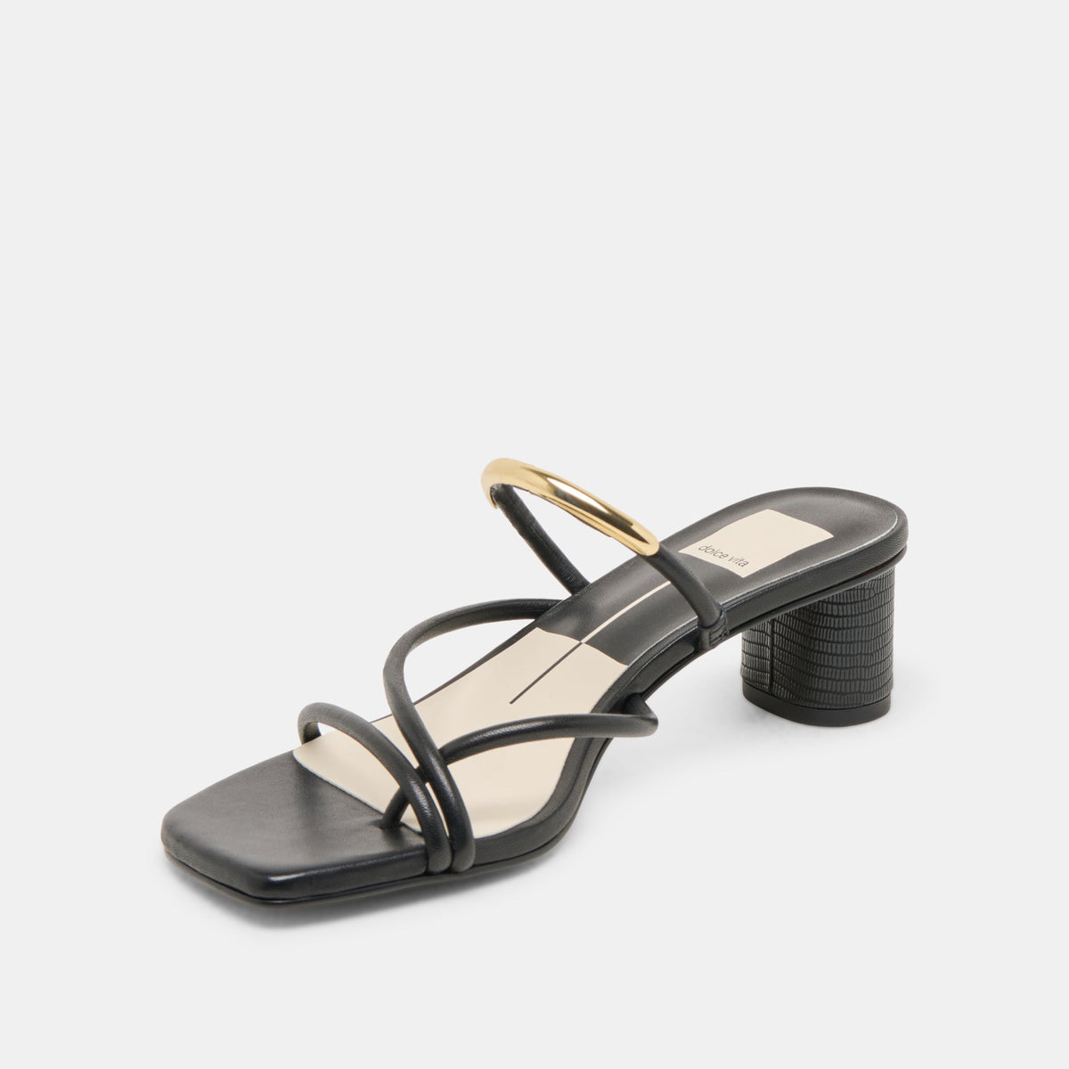 NAIRA HEELS BLACK LEATHER | Dolce Vita