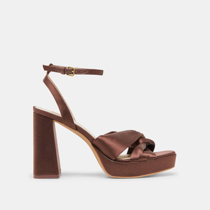 PARLO HEELS MID BROWN SATIN | Dolce Vita
