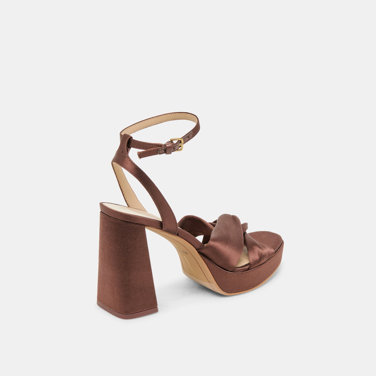 PARLO HEELS MID BROWN SATIN | Dolce Vita