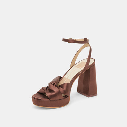 PARLO HEELS MID BROWN SATIN | Dolce Vita