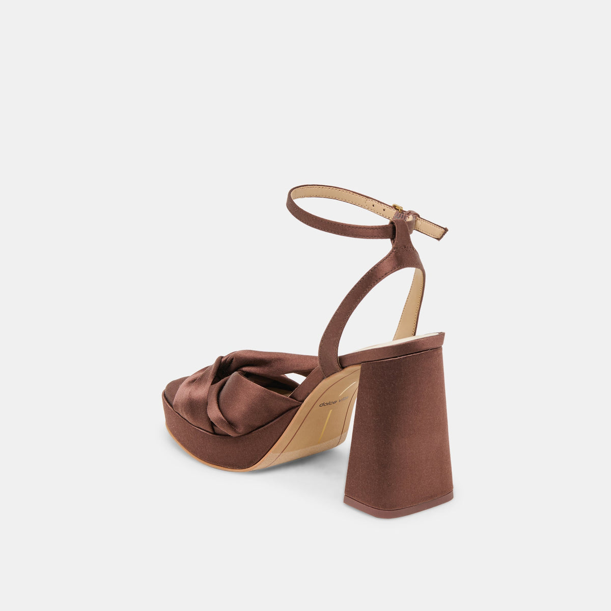 PARLO HEELS MID BROWN SATIN | Dolce Vita