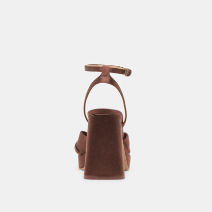 PARLO HEELS MID BROWN SATIN | Dolce Vita