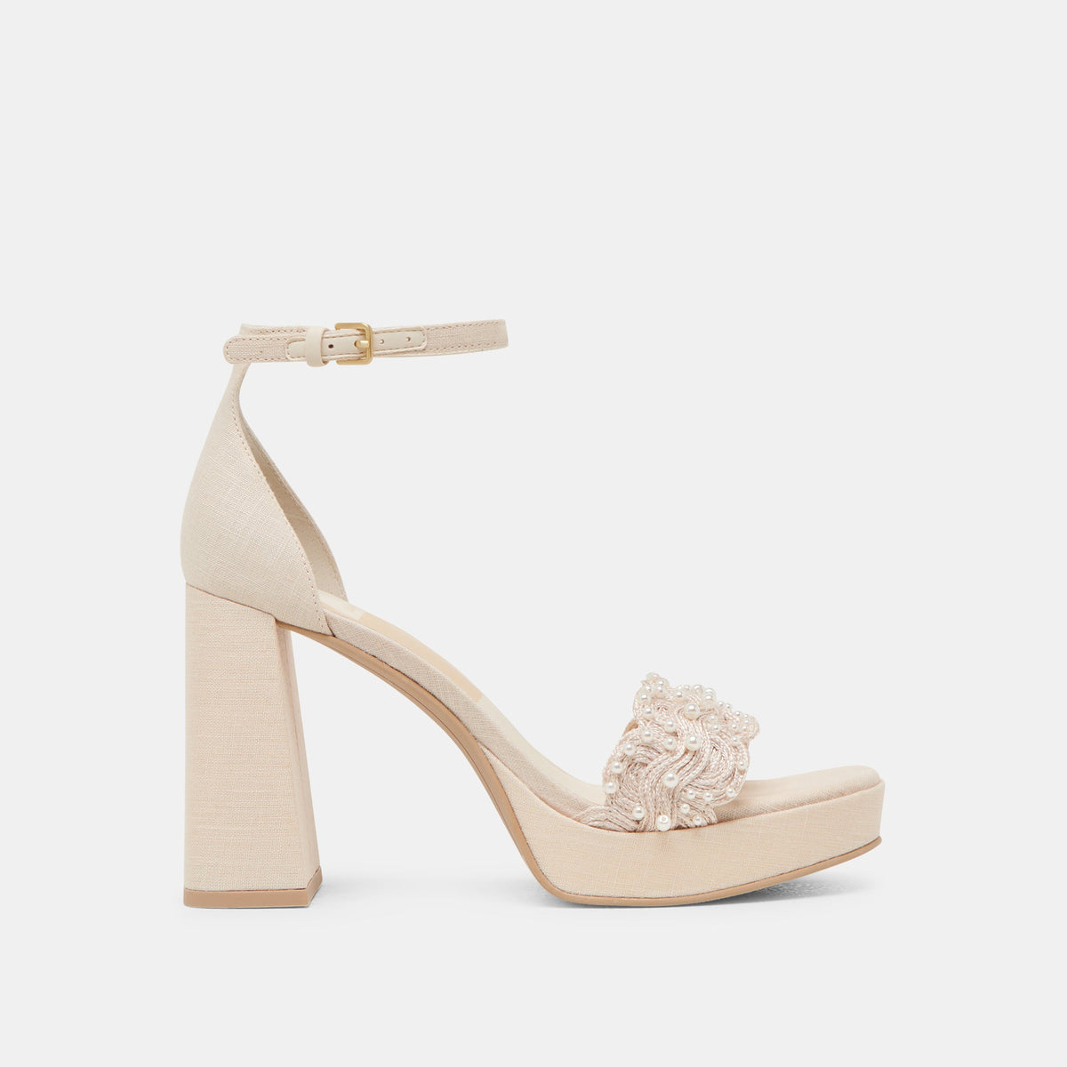 PELTIN PEARL HEELS VANILLA WOVEN RAFFIA | Dolce Vita