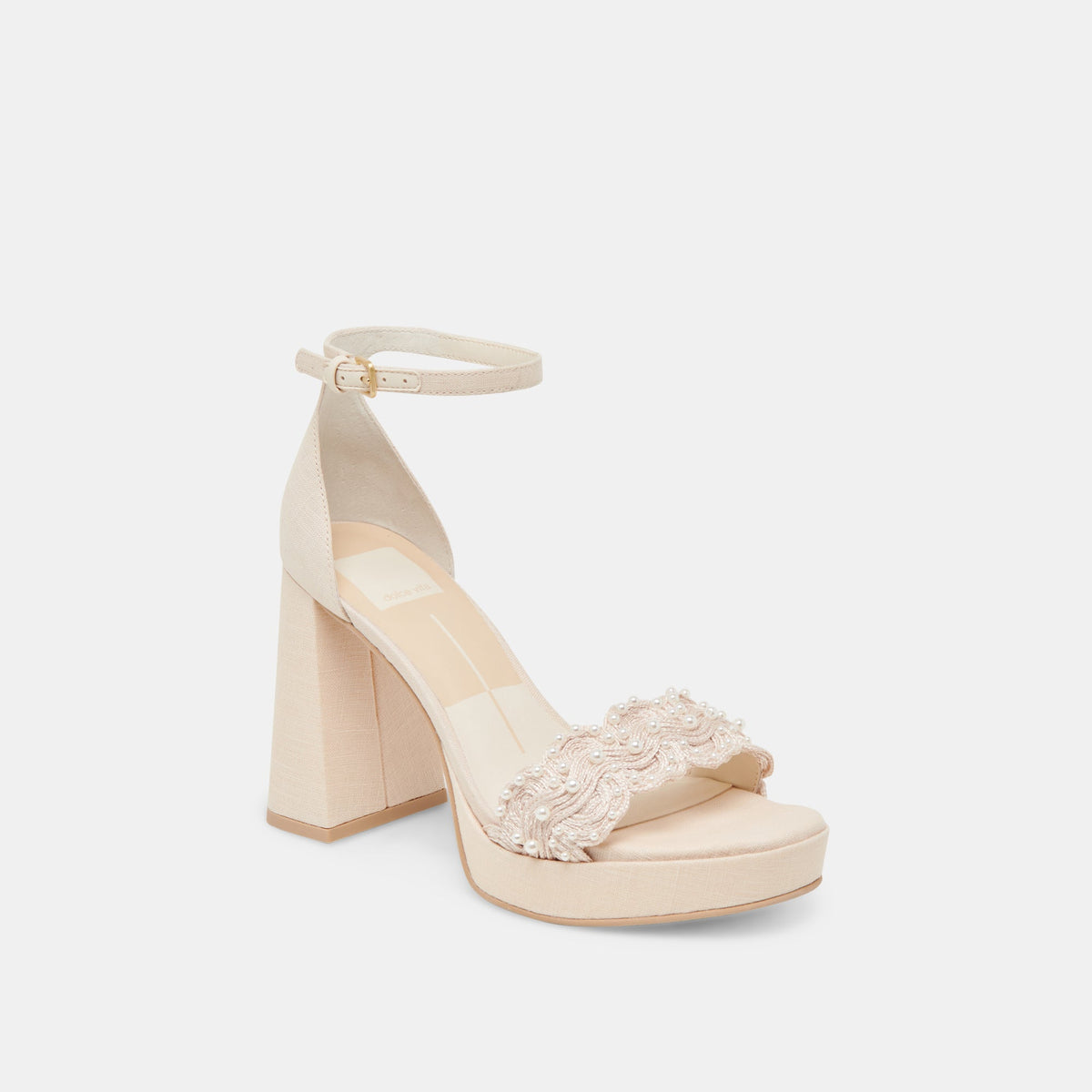 PELTIN PEARL HEELS VANILLA WOVEN RAFFIA | Dolce Vita