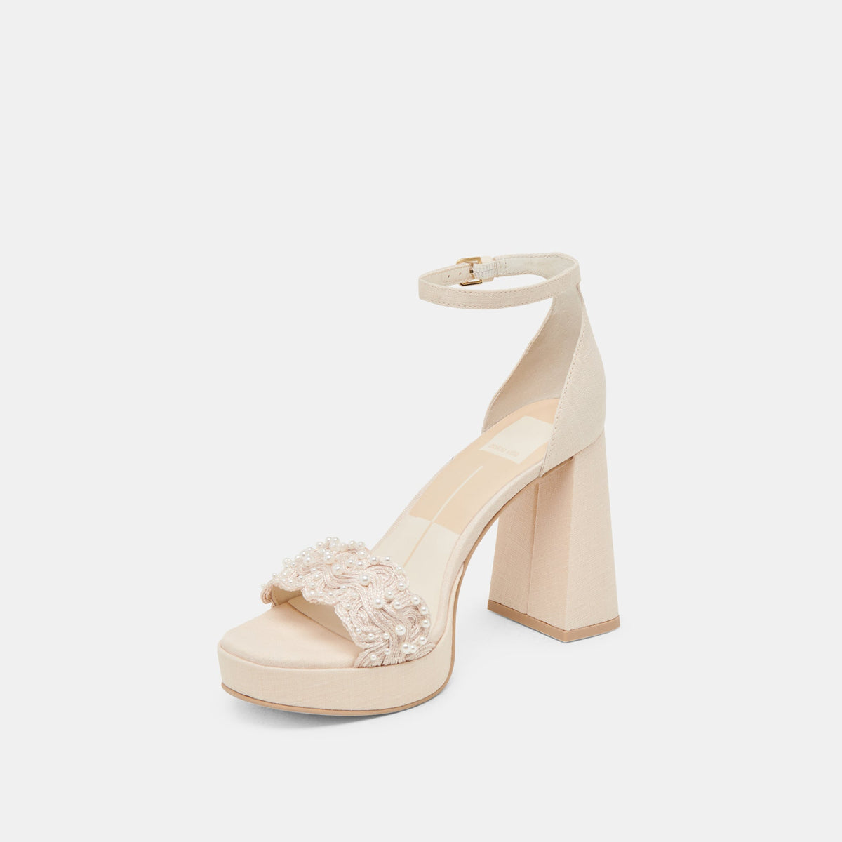 PELTIN PEARL HEELS VANILLA WOVEN RAFFIA | Dolce Vita