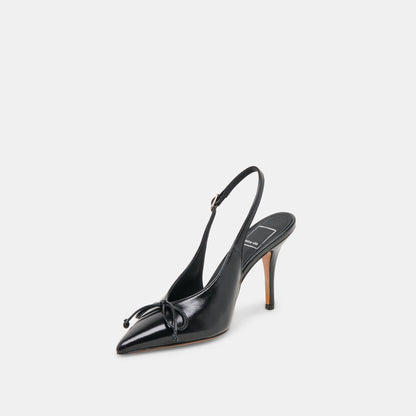 GEENA HEELS BLACK LEATHER | Dolce Vita