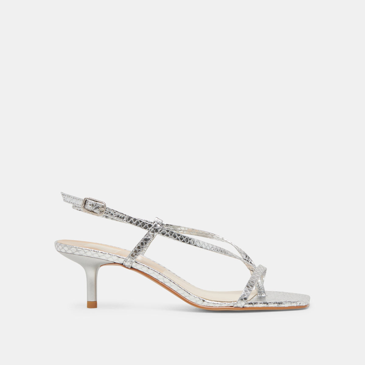 LAURY HEELS SILVER EMBOSSED LEATHER | Dolce Vita