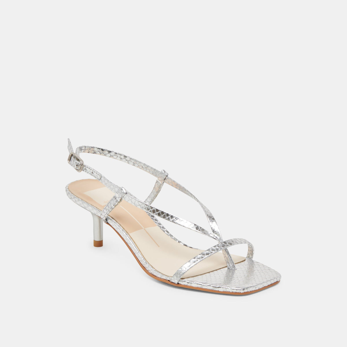 LAURY HEELS SILVER EMBOSSED LEATHER | Dolce Vita
