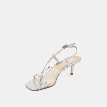 LAURY HEELS SILVER EMBOSSED LEATHER | Dolce Vita