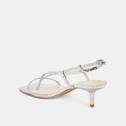 LAURY HEELS SILVER EMBOSSED LEATHER | Dolce Vita