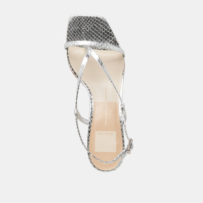 LAURY HEELS SILVER EMBOSSED LEATHER | Dolce Vita