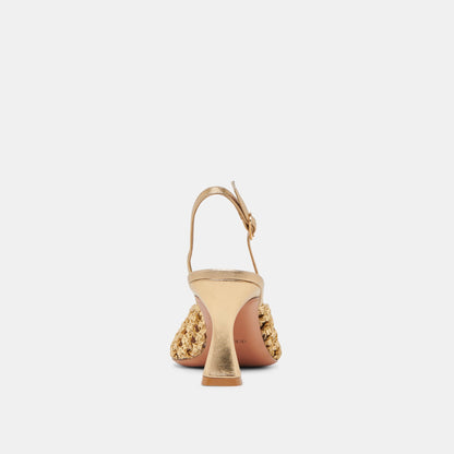 GLORIA HEELS GOLD WOVEN | Dolce Vita