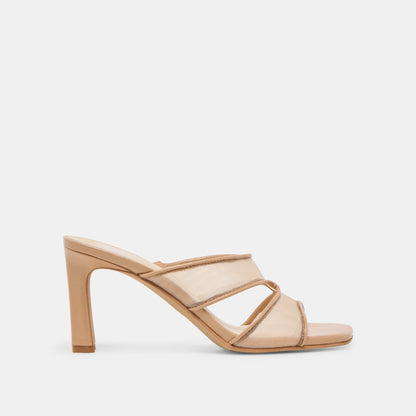 Gitel Wide Light Tan Mesh Heels | Dolce Vita
