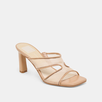 Gitel Wide Light Tan Mesh Heels | Dolce Vita