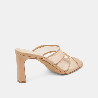 Gitel Wide Light Tan Mesh Heels | Dolce Vita